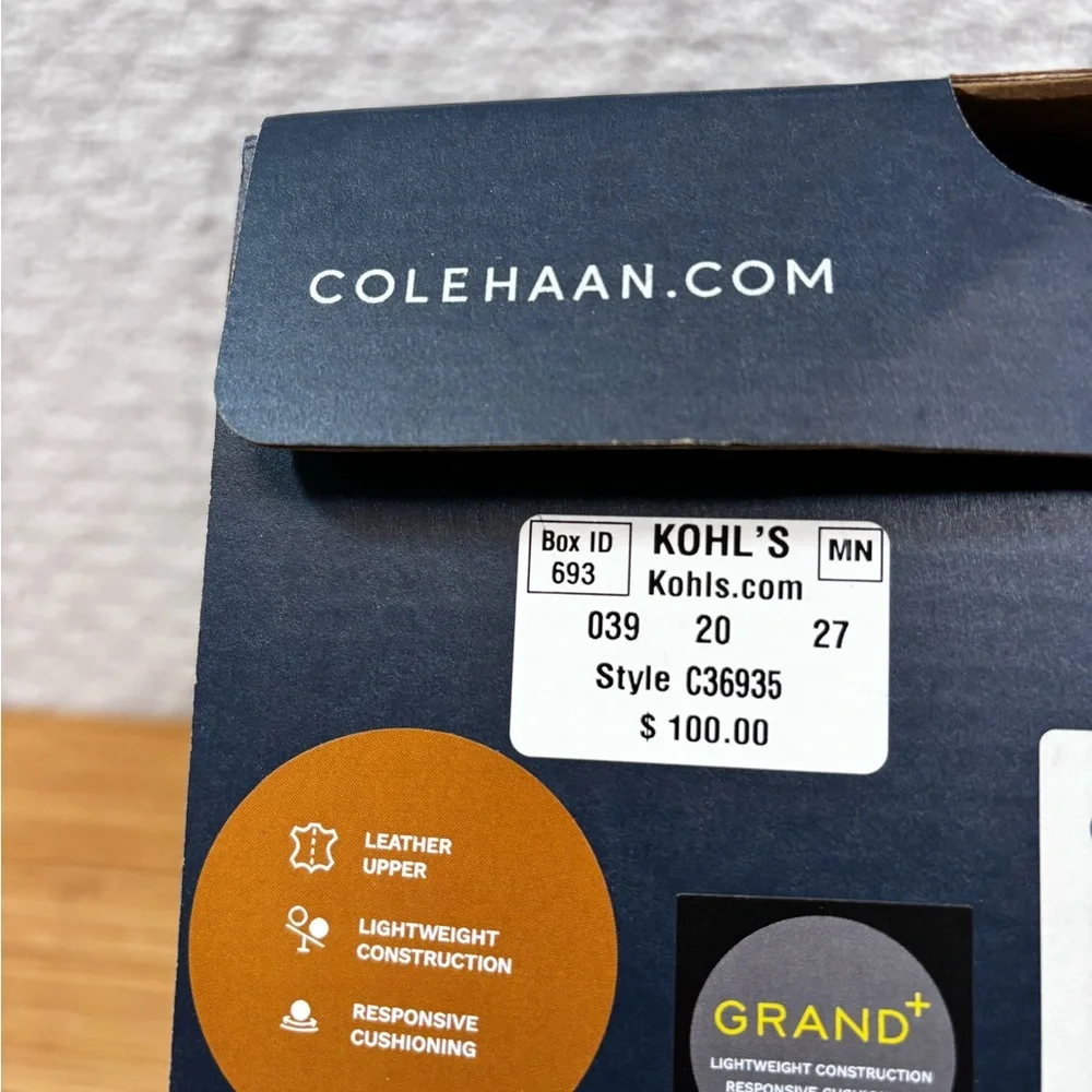 Cole Haan Grand+ Plain Toe Oxford British Tan Brown Dress Shoes C36935 Men's 8